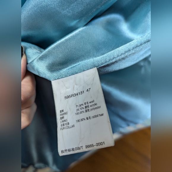 Blue plaid wool winter coat. Etam Weekend girl - Picture 7 of 8